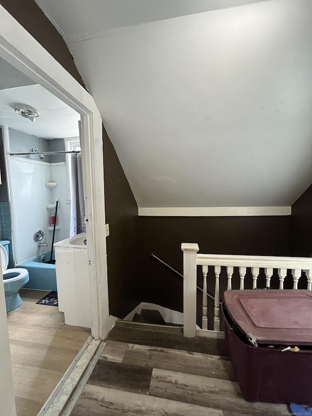 25 Bliss St, Hartford, CT 06114 - stairs with lofted ceiling and wood finished floors