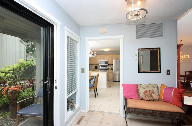 278 Heritage Vlg Unit B, Southbury, CT 06488 - interior space featuring a chandelier and light tile patterned flooring