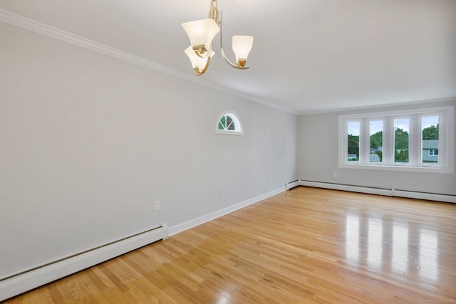 43 Worthington Rd, Glastonbury, CT 06033 - empty room with a baseboard heating unit, crown molding, a chandelier, plenty of natural light, and a baseboard radiator
