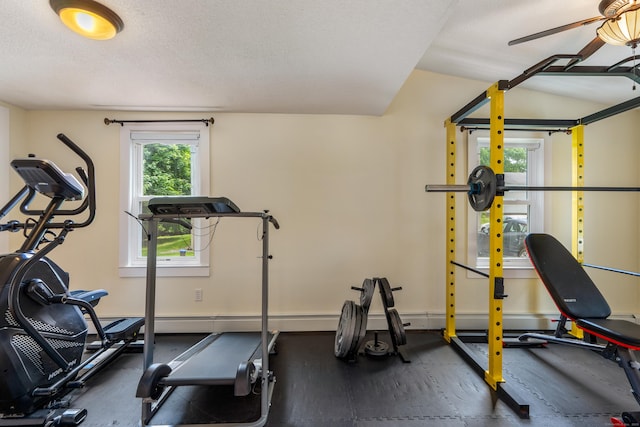 113 E Rd, East Windsor, CT 06016 - workout area with a ceiling fan and a textured ceiling