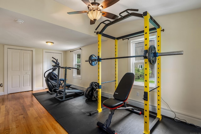 113 E Rd, East Windsor, CT 06016 - exercise area featuring a ceiling fan and baseboards