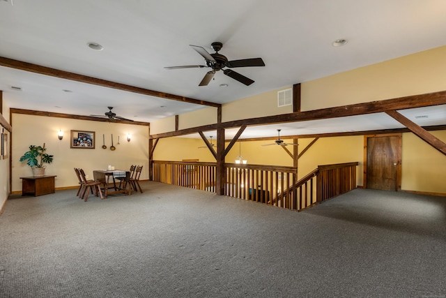 113 E Rd, East Windsor, CT 06016 - bonus room featuring a ceiling fan, carpet flooring, and beam ceiling