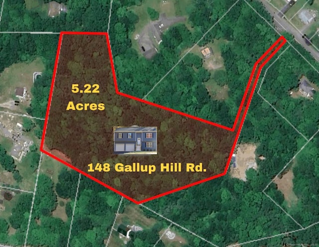 148 Gallup Hill Rd, Ledyard, CT 06339 - map / location with property parcel outlined