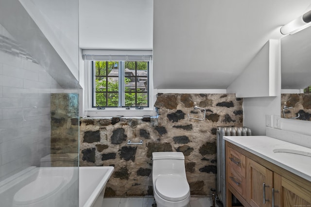 128 Blake Rd, Hamden, CT 06517 - full bathroom with toilet, vanity, a tub, and lofted ceiling