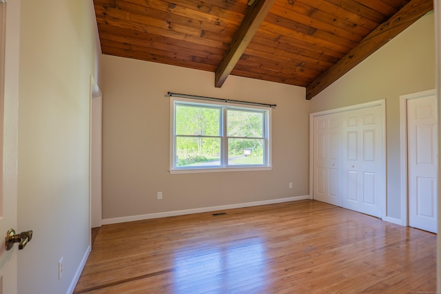 125 Woodchuck Ln, Harwinton, CT 06791 - unfurnished bedroom with light wood-type flooring, wood ceiling, and baseboards