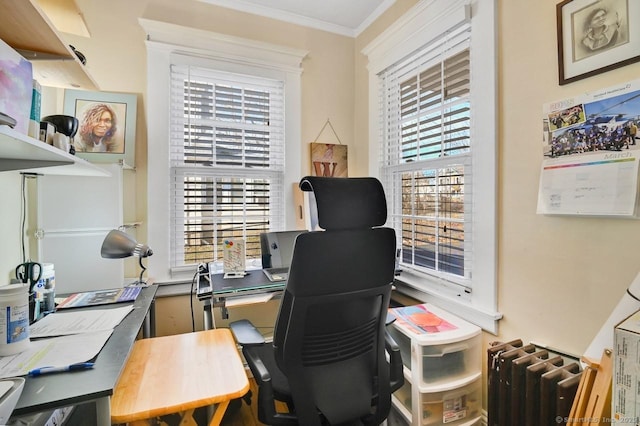 809 Burnside Ave, East Hartford, CT 06108 - home office featuring ornamental molding and plenty of natural light