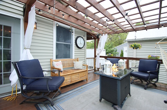 156 Clinton Hill Rd, Wolcott, CT 06716 - deck featuring an outdoor fire pit and a pergola