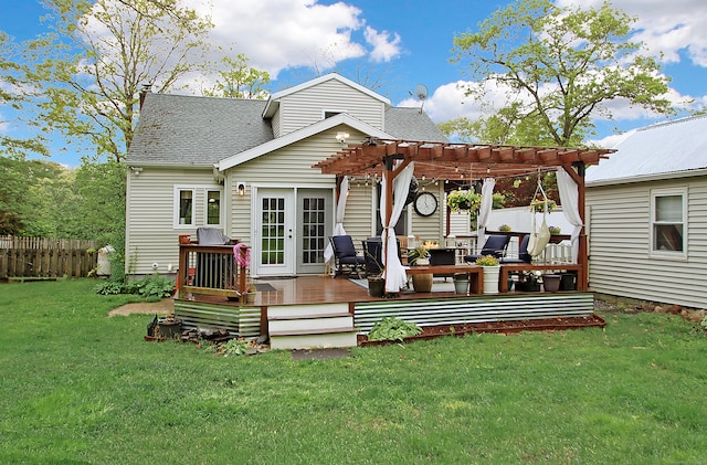 156 Clinton Hill Rd, Wolcott, CT 06716 - rear view of house with a pergola, a wooden deck, and roof with shingles
