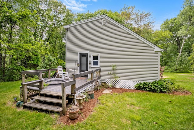 33 Hurlbut Rd, Tolland, CT 06084 - back of property with a wooden deck and a yard