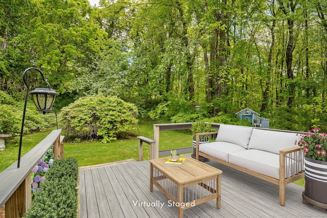 33 Hurlbut Rd, Tolland, CT 06084 - deck with an outdoor living space and a lawn
