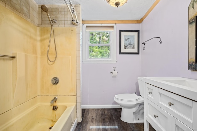 33 Hurlbut Rd, Tolland, CT 06084 - full bathroom featuring vanity, toilet, wood finished floors, shower / tub combination, and baseboards