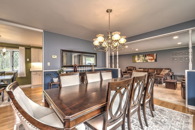 54 Mariot Cir, Wallingford, CT 06492 - dining space with a chandelier, light wood finished floors, and recessed lighting