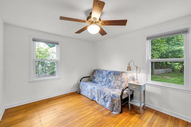 239 Old Field Ln, Milford, CT 06460 - bedroom with baseboards, hardwood / wood-style flooring, and ceiling fan