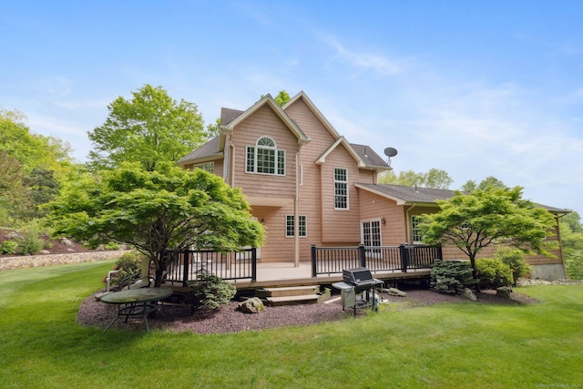 15 Ledge Rd, Southington, CT 06489 - rear view of property featuring a yard and a wooden deck