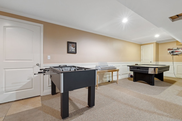 15 Ledge Rd, Southington, CT 06489 - playroom with ornamental molding, recessed lighting, wainscoting, and a decorative wall