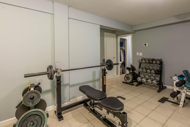 55 Linton St, Torrington, CT 06790 - exercise area with baseboards and light tile patterned floors