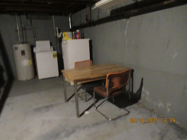 37 Stepney Cir, Rocky Hill, CT 06067 - unfinished basement featuring water heater, refrigerator, and separate washer and dryer