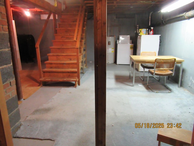 37 Stepney Cir, Rocky Hill, CT 06067 - unfinished basement with washer / clothes dryer, electric water heater, and stairs