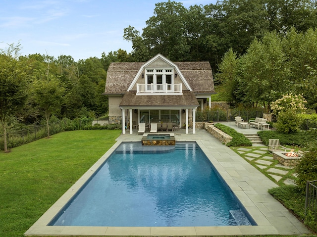 294 Maple Rd, Easton, CT 06612 - view of pool with an outdoor fire pit, a patio, and a pool with connected hot tub
