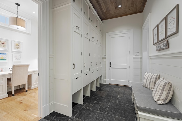 294 Maple Rd, Easton, CT 06612 - mudroom featuring recessed lighting, a decorative wall, and a wainscoted wall