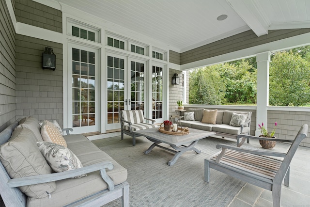 294 Maple Rd, Easton, CT 06612 - deck featuring an outdoor living space and french doors