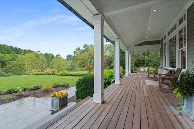 294 Maple Rd, Easton, CT 06612 - wooden porch featuring a lawn