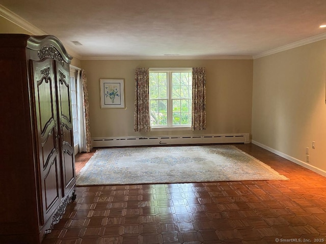 2 Tunxis Pl, Cheshire, CT 06410 - entryway featuring baseboards, ornamental molding, and a baseboard radiator