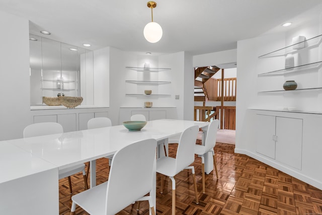 522 Peddlers Rd, Guilford, CT 06437 - dining room with stairs and recessed lighting