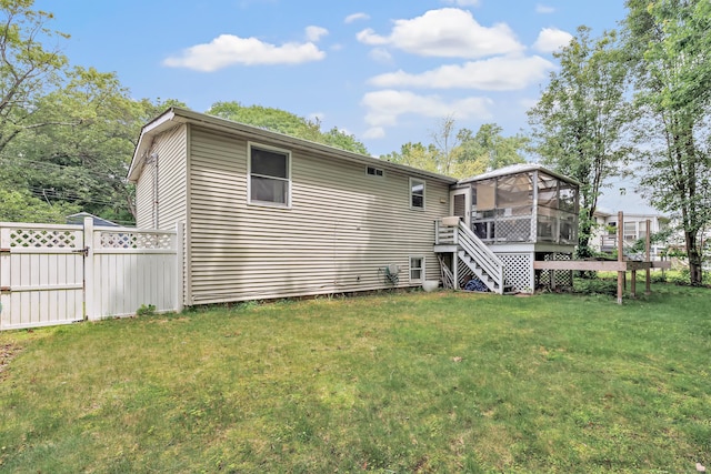 66 Coleman St, West Haven, CT 06516 - back of house featuring a sunroom, stairway, and a deck