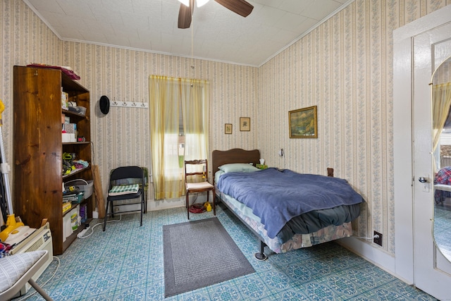 48 Burlington Ave, Bristol, CT 06010 - bedroom with crown molding and a ceiling fan