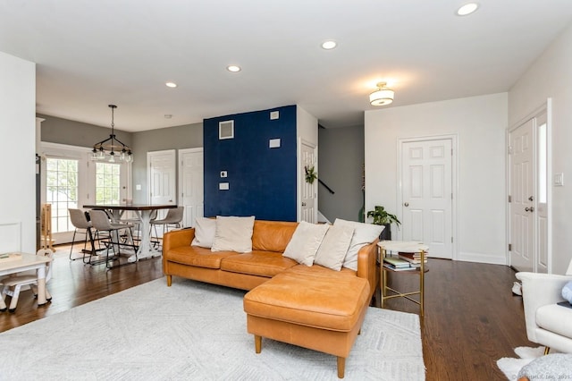 50 Almira Dr Unit B, Greenwich, CT 06831 - living area with dark wood finished floors, recessed lighting, and baseboards