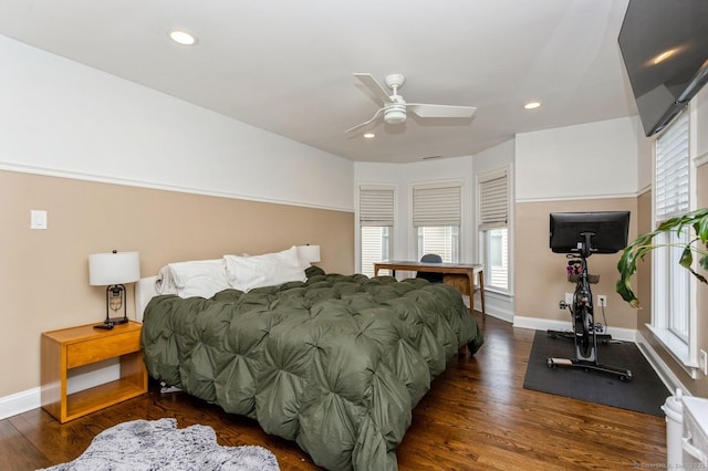 50 Almira Dr Unit B, Greenwich, CT 06831 - bedroom with wood finished floors, baseboards, recessed lighting, and ceiling fan