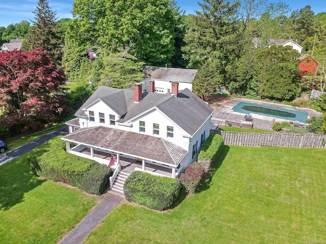 14 W Mystic Ave, Groton, CT 06355 - view from above of property featuring a pool area