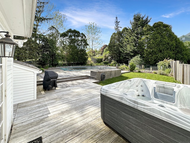 14 W Mystic Ave, Groton, CT 06355 - deck with a hot tub and a grill
