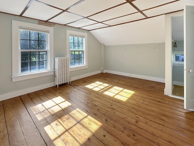 14 W Mystic Ave, Groton, CT 06355 - additional living space featuring radiator heating unit, hardwood / wood-style floors, vaulted ceiling, and baseboards