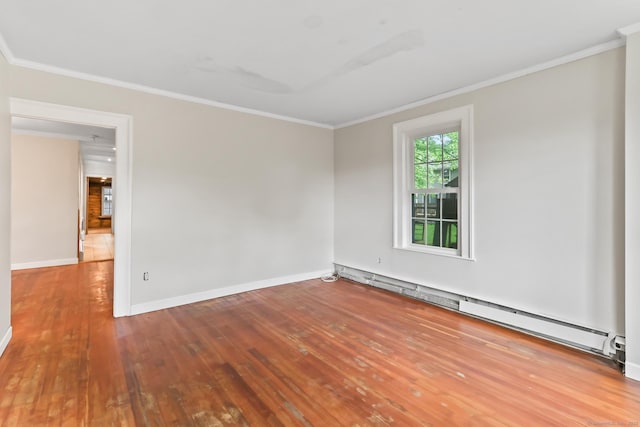 27 Maple St, Berlin, CT 06037 - empty room with hardwood / wood-style flooring, ornamental molding, a baseboard heating unit, and baseboards