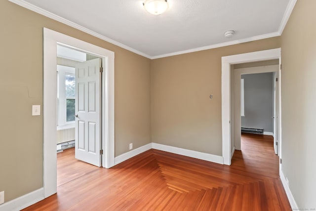 27 Maple St, Berlin, CT 06037 - unfurnished room featuring a baseboard heating unit, baseboards, ornamental molding, and a smoke detector