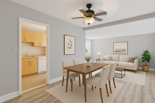 39 Glenbrook Rd Apt 2A, Stamford, CT 06902 - dining area featuring light wood finished floors, baseboards, and ceiling fan