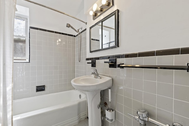 39 Glenbrook Rd Apt 2A, Stamford, CT 06902 - full bathroom featuring  shower combination, tile walls, and a sink