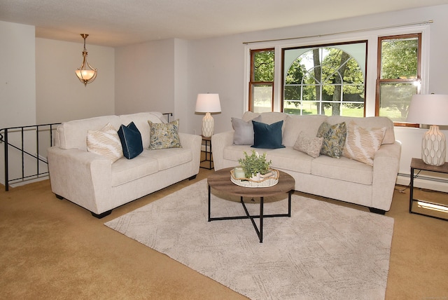 169 Brookfield St, South Windsor, CT 06074 - living area featuring carpet flooring and baseboard heating