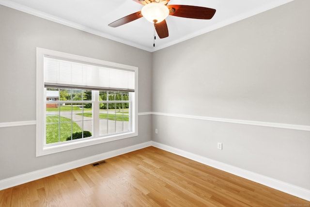 584 Meriden Ave Unit 1, Southington, CT 06489 - spare room with baseboards, light wood-style flooring, ceiling fan, and ornamental molding