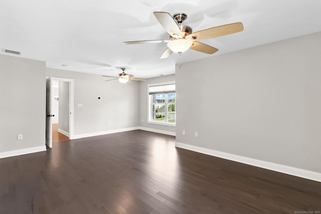 584 Meriden Ave Unit 1, Southington, CT 06489 - empty room featuring a ceiling fan, dark wood-type flooring, and baseboards