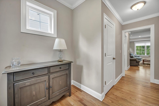 6 Mill Pond Ln Unit A, Simsbury, CT 06070 - hallway with light wood finished floors, baseboards, and ornamental molding