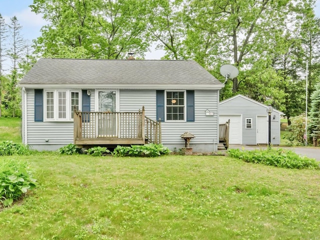 40 W View Dr, Enfield, CT 06082 - view of front of property featuring a front lawn, an outdoor structure, and a chimney