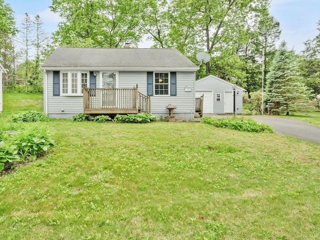 40 W View Dr, Enfield, CT 06082 - view of front of property with a front yard, an outdoor structure, and a chimney