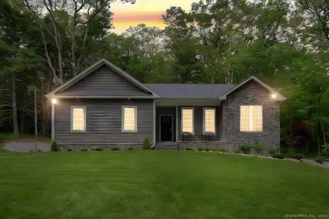 17 Paper Mill Rd, Marlborough, CT 06447 - view of front of home with a front lawn and stone siding