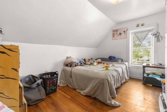 171 Frank St, New Haven, CT 06519 - bedroom featuring vaulted ceiling and hardwood / wood-style flooring