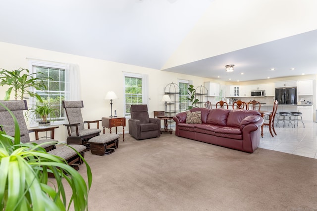 17 Saint George Pl Unit 17, Newtown, CT 06482 - living area featuring plenty of natural light, light colored carpet, recessed lighting, and high vaulted ceiling