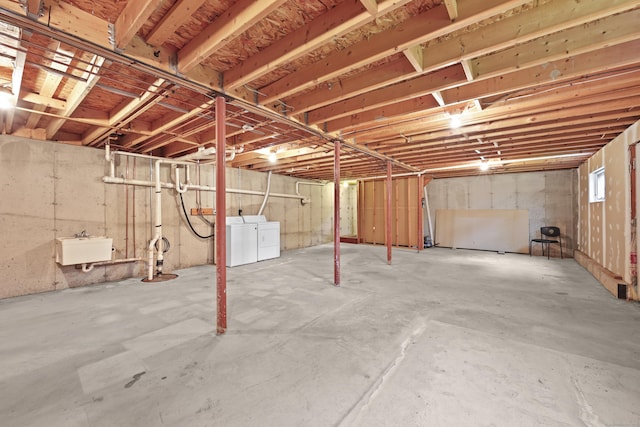63 Bidwell St, Middletown, CT 06457 - unfinished basement with washer and clothes dryer and a sink