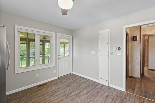 41 Beaver Brook Rd, Danbury, CT 06810 - foyer featuring wood finished floors, baseboards, and a ceiling fan